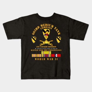 603rd Medium Tank Co  - 1st Cav - Phil - WWII w PAC SVC Kids T-Shirt